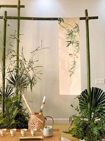 竹架节庆布置装饰竹子架子支架婚宴迎宾花展框搭建竹竿造景户外
