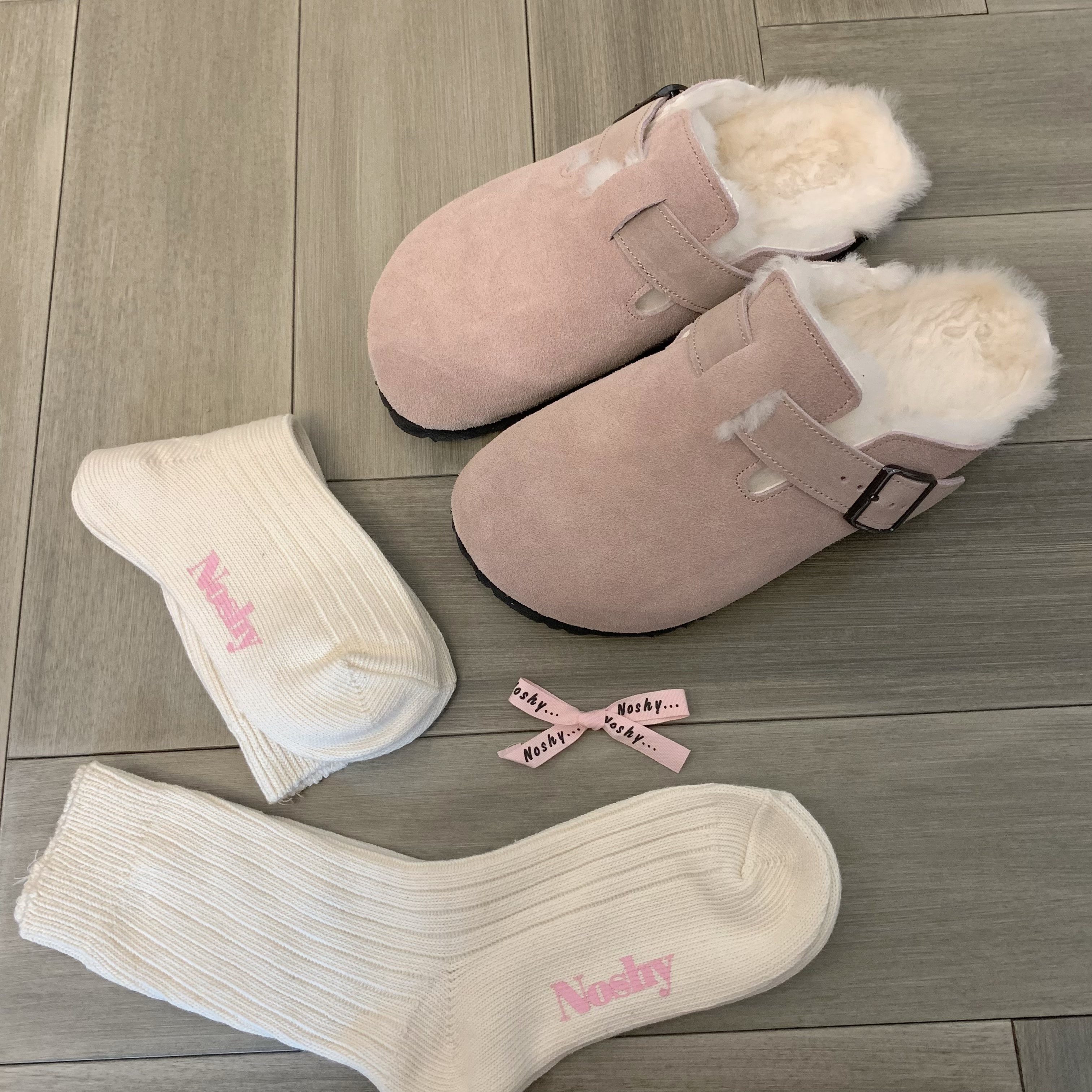 CVBK GODDESSS PRIVATE COLLECTION [BEAR 2.0] FLEECE CORK LOW TOE SLIPPERS FLAT SOLES ARE COMFORTABLE
