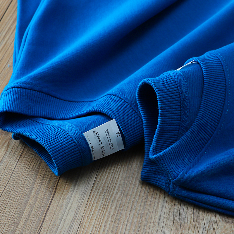ROYAL BLUE WHITE AND HIGH-END 300G DOUBLE-SIDED COTTON KLEIN BLUE SWEATSHIRT WOMENS LOOSE COUPLE BASE SHIRT MEN