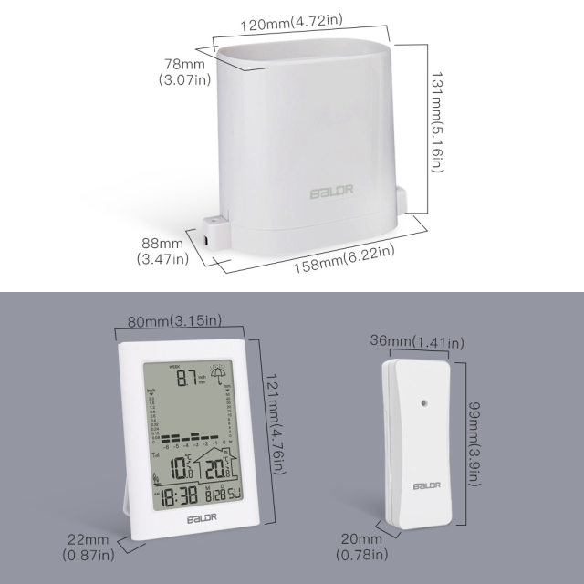 Cross-border Color Screen Weather Station Rainmeter Real-time Rainfall Detection Rain Casing Cylinder Calendar Alarm Clock Indoor and Outdoor Temperature and Humidity