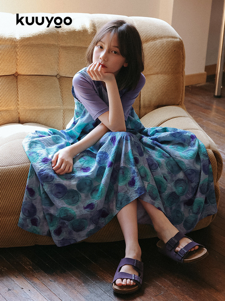 KUUYOO立体裁剪无袖波点连衣裙中大童夏季宽松背心长裙女童裙子 — 2
