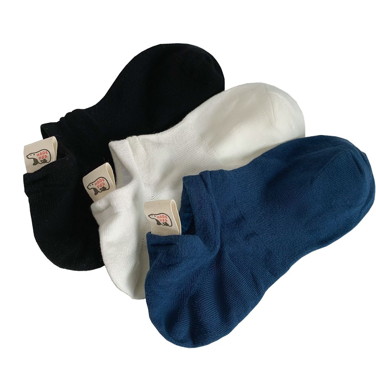 SOCKS WOMENS SUMMER BOAT SOCKS BEAR CLOTH LABEL COTTON DOES NOT FALL OFF HEEL SOCKS SHALLOW SOLID COLOR JAPANESE INS STYLE INVISIBLE SOCKS