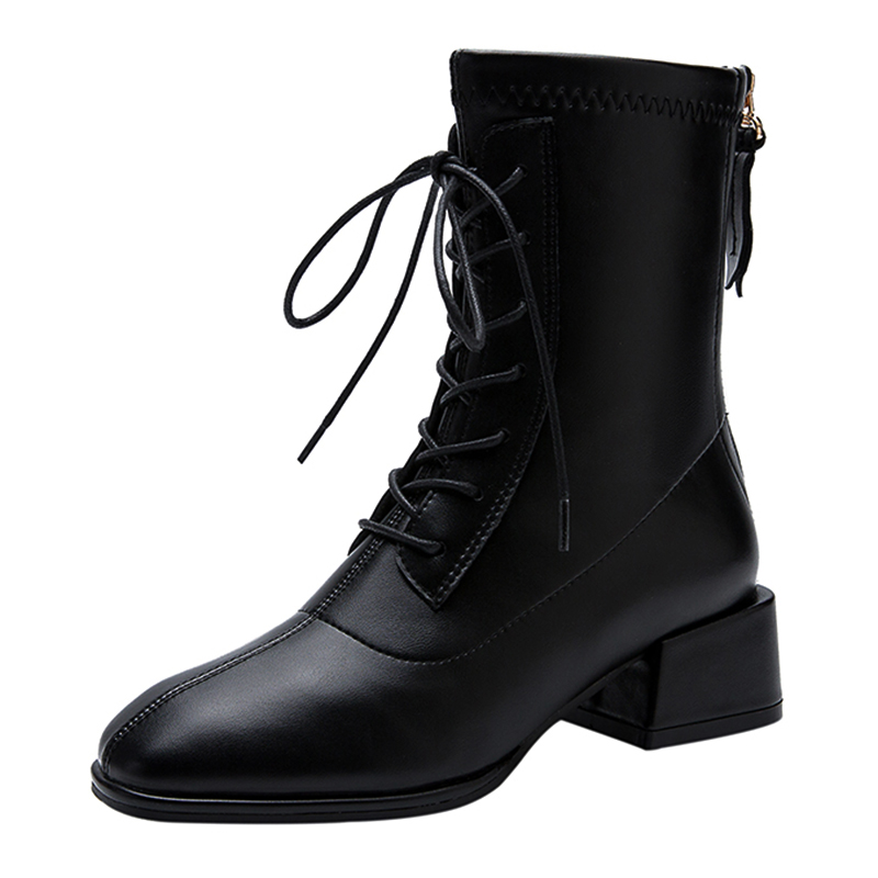 MARTIN BOOTS WOMENS 2024 NEW FALL WINTER SHORT SINGLE BOOTS MID HEEL BOOTIES WOMENS BLOCK HEEL HIGH HEELS SKINNY BOOTS WOMEN