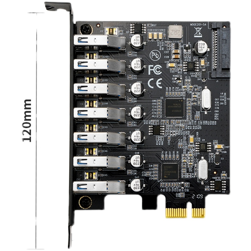 PCIE 7-PORT USB3.0 ADAPTER CARD PCI-E TO 7-PORT USB EXPANSION CARD ON THE REAR OF THE DESKTOP DRIVER-FREE NEC CHIP