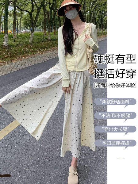 孕妇裤夏季薄款外穿2026年新款孕妇波点裤裙无托腹抽绳阔腿裤夏装 — 2