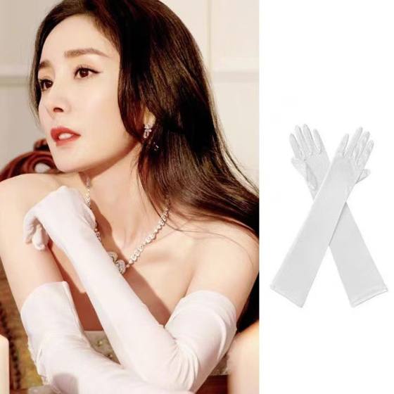 丽丽家白色手套长款新娘结婚礼服婚纱配饰拍照道具生日派对手套