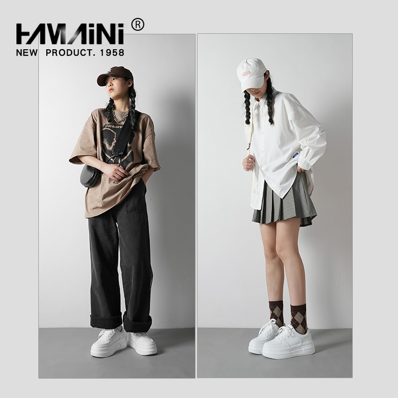 HAMAINI BUY IT FOR ME THICK-SOLED LITTLE WHITE SHOES WOMENS 2025 NEW AUTUMN INS NICHE DESIGN HEIGHTENED BOARD SHOES
