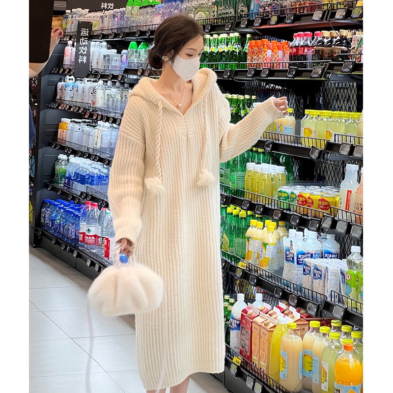 BRITISH NEXT ROAD MATERNITY DRESS SPRING AND AUTUMN FASHION FASHION MOM KNITTED LONG SWEATER WINTER DRESS