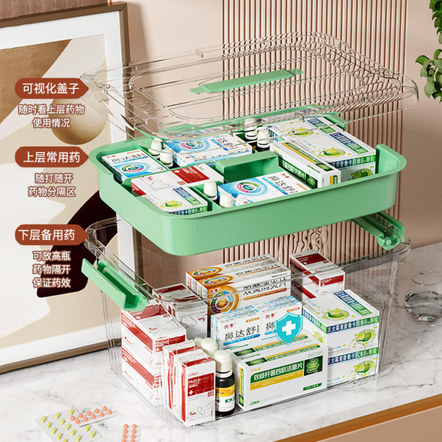 Multi-layer medicine box home appliance household medicine box large capacity medicine storage box transparent large medical first aid medicine box