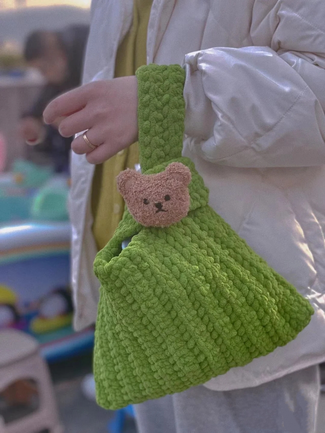 CHRISTMAS DAY NEW HAND-WOVEN DIY MATERIAL BAG DOLL BEAR ONE SHOULDER WRIST BAG GIFT FOR GIRLFRIEND