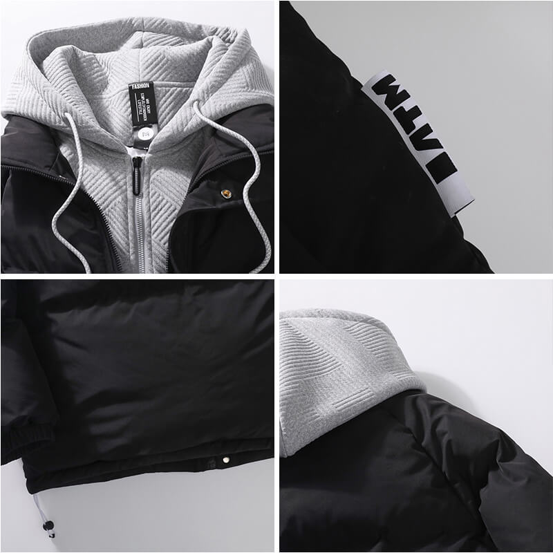 NASA CO-BRANDED MENS COTTON JACKET AUTUMN AND WINTER JACKET TRENDY BRAND NEW VIBE THICKENED WARM FAKE TWO DOWN COTTON JACKETS
