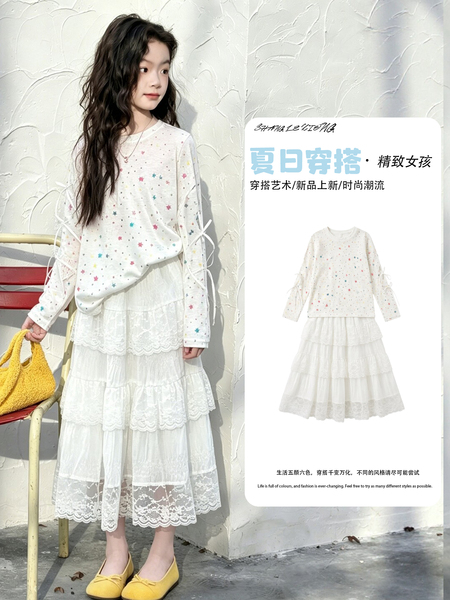 2026年炸街女童装时尚潮流夏天新款洋气时髦套装夏季防晒儿童衣服