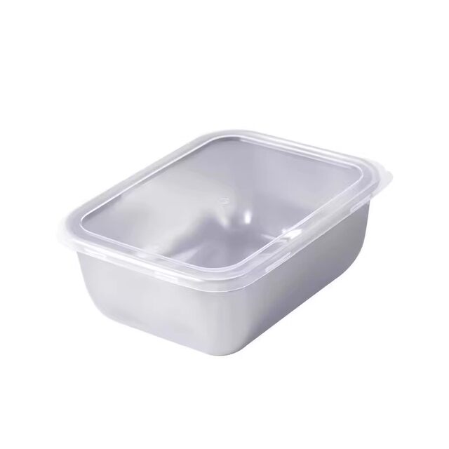 Stainless steel fresh-keeping box with lid square plate refrigerator storage box plate picnic box dumpling square box
