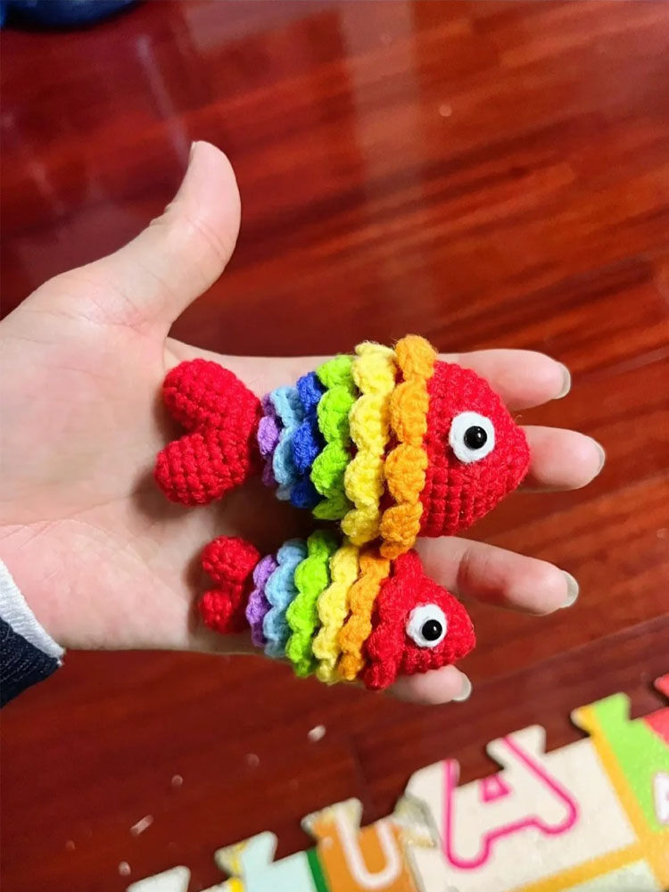 행운을 빌어 요 다채로운 잉어 양모 수제 크로 셰 뜨개질 DIY 재료 패키지 새해 선물 짠 키 체인 가방 펜던트