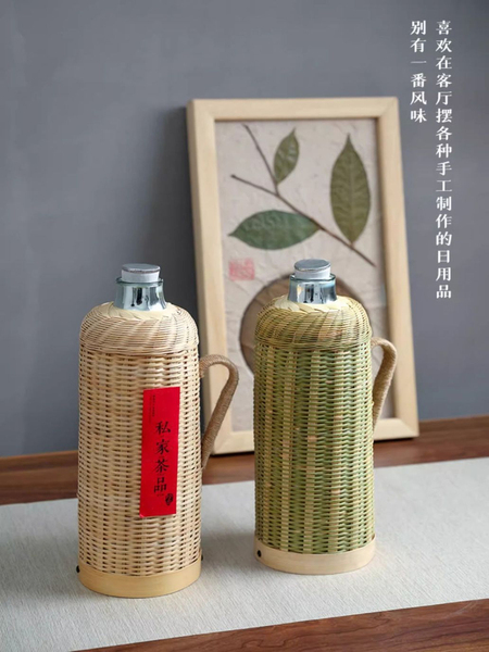 非遗竹编热水瓶家用纯手工中式茶室餐厅大容量内胆保温瓶烧水壶