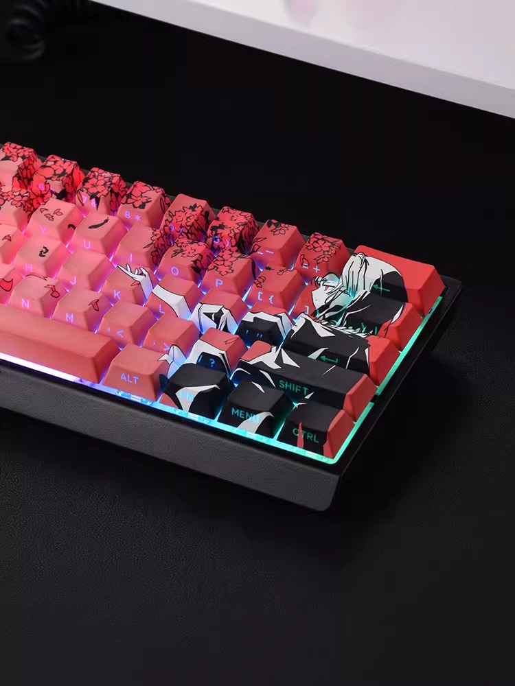 WOOTING60 SIDE ENGRAVED KEYCAPS PBT ORIGINAL TRANSLUCENT FIVE SIDES SUBLIMATION RAVEN SAKURA KEYCAPS ATK68