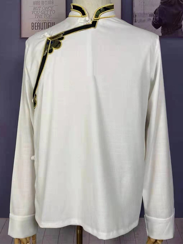 TIBETAN COSTUME MENS EMBROIDERY PHNOM RIM SHIRT 2022 NEW KHAM TIBETAN STYLE TOP HANDMADE TRADITIONAL TIBETAN CLOTHING