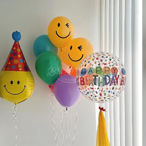 ins风生日气球彩色波波球快乐派对男孩女孩场景布置用品kt背景墙