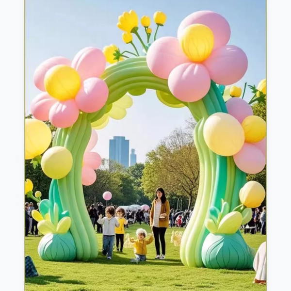 多巴胺花朵充气拱门气模露营户外商场景区游乐园幼儿园樱花朵美陈