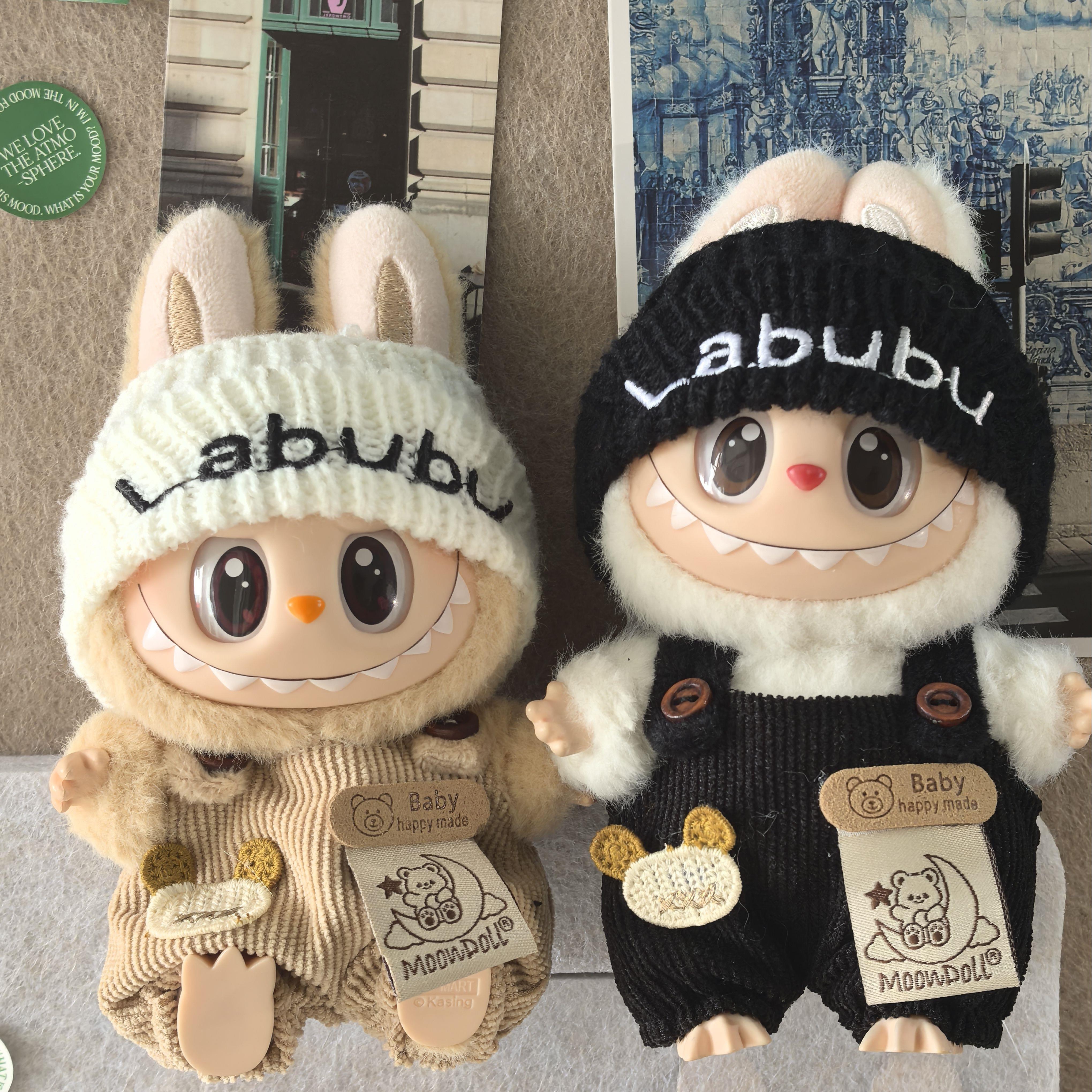 Детская одежда Labubu, виниловая коробка для штор, плюшевая кукла, подвеска, 15 см, детская одежда, детские комбинезоны с медведем, милые Изображение 1