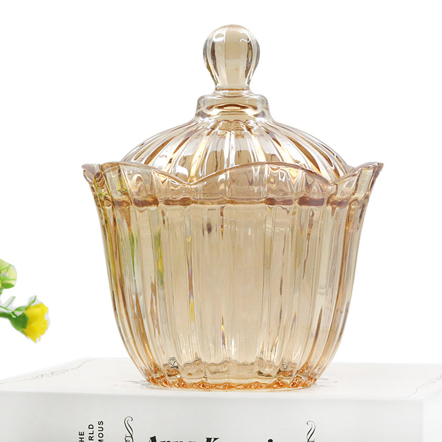 Creative European crystal glass candy jar large candy jar with lid candy box fruit tray household candy tray living room