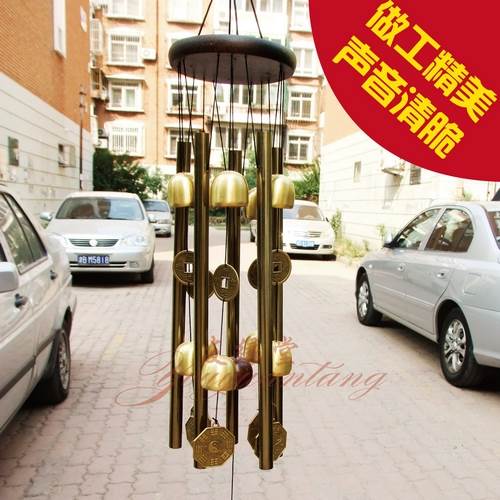 순수 구리 바람 차임 매달려 문 장식 5 튜브 벨 펜던트 금속 바람 차임 액세서리 발코니 펜던트 골동품 중국 스타일