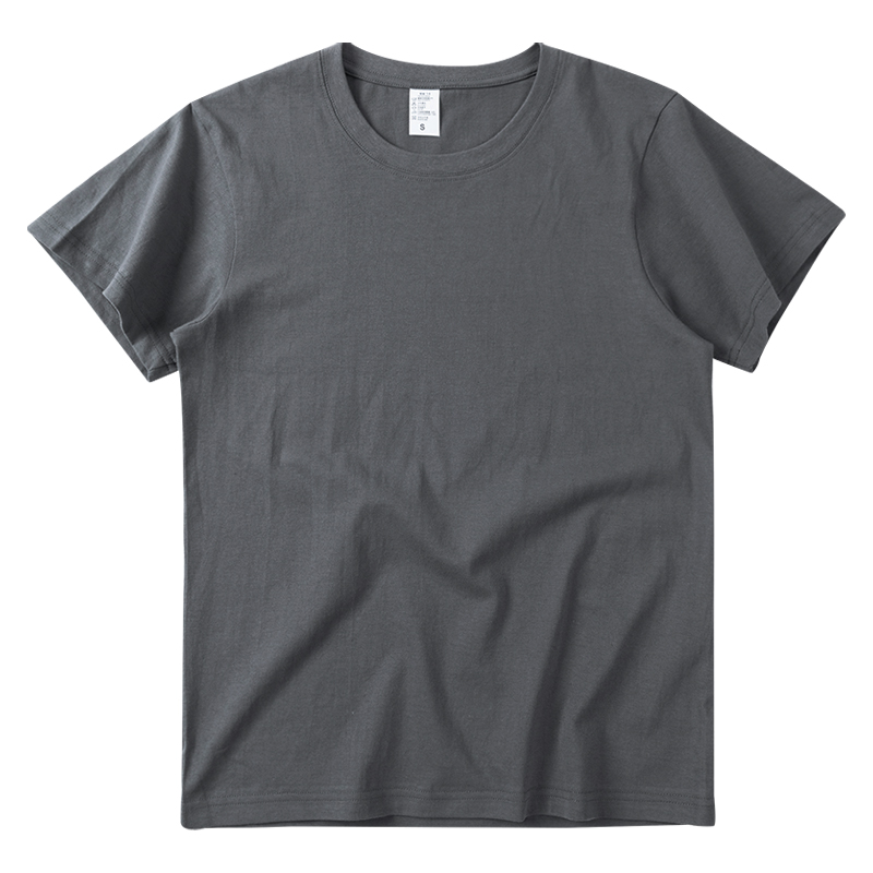 SUMMERS BEST  IRON GRAY HEAVY SOLID COLOR SUMMER THIN SHORT-SLEEVED T-SHIRT AMERICAN CASUAL LUXURY SENSE ON HALF SLEEVES