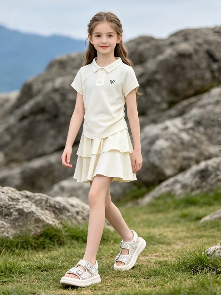 女童夏季polo衫套裙2026新款儿童休闲短袖T恤短裙中大童裙裤t套装 — 4