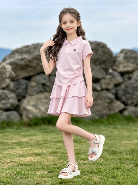 女童夏季polo衫套裙2026新款儿童休闲短袖T恤短裙中大童裙裤t套装 — 5