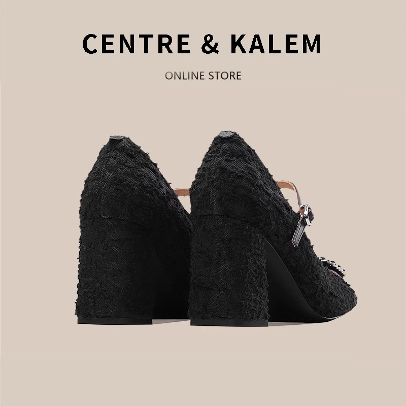 CENTRE&KALEM SMALL FRAGRANCE CHUNKY HEELS WOMENS SEQUIN CHUNKY HEELS A STRAIGHT STRAP MARYAN JANE SHOES