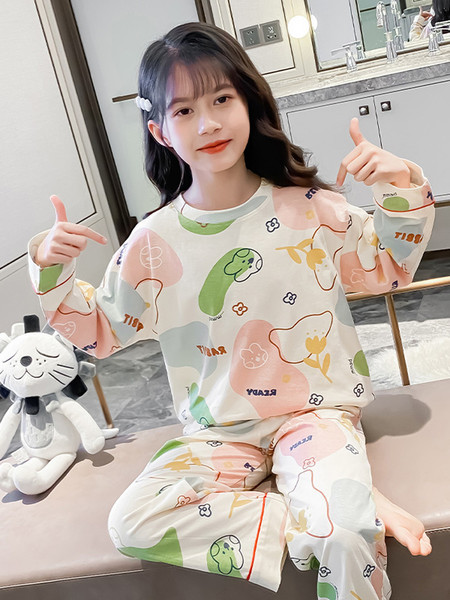 女童纯棉睡衣春秋2026新款儿童长袖家居服网红公主大童女孩空调服