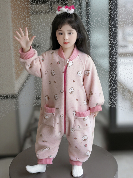 儿童连体睡衣秋冬季加绒女童法兰绒家居服冬款防踢被婴儿宝宝睡袋 — 3