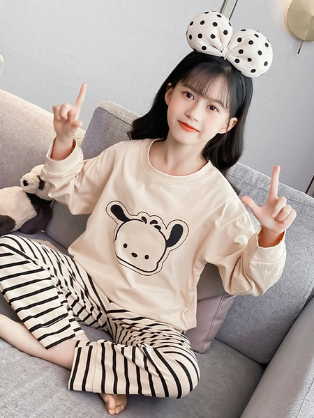 2026新款儿童家居服中大童小孩夏季空调服长袖女童睡衣春秋款纯棉