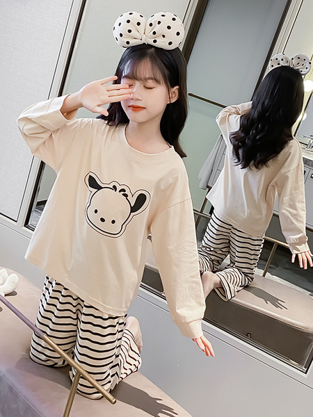 2026新款儿童家居服中大童小孩夏季空调服长袖女童睡衣春秋款纯棉 — 3