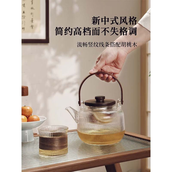 NUOLIKES玻璃花茶壶茶杯套装蜡烛加热下午茶具煮茶炉泡水果茶美容