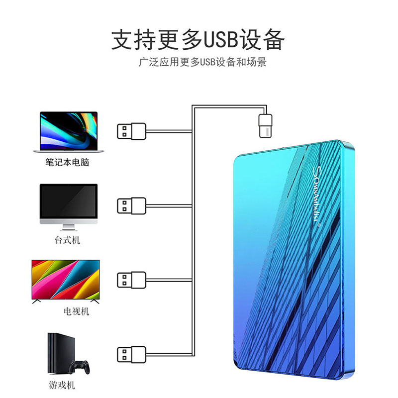 고속 모바일 하드 드라이브 2T1T  대용량 USB3.0 노트북 데스크탑 외부 휴대 전화 컴퓨터 이중 용도