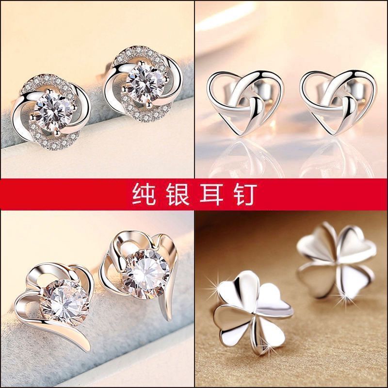 Серебряные серьги для всего тела S925, женская корейская версия милых простых сережек, анти-2024, неувядающие подарочные серьги на день рождения Изображение 1