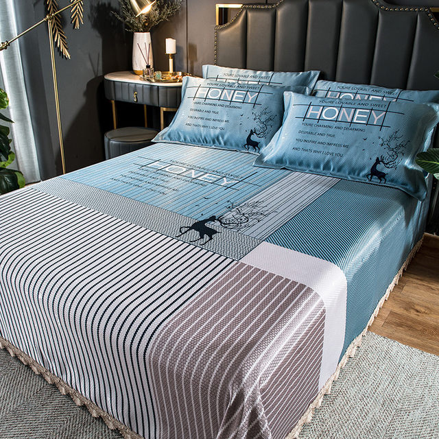 New ice silk mat 1.8km bed three-piece U-set foldable and washable summer 1.5m machine-washed bed sheets air conditioning