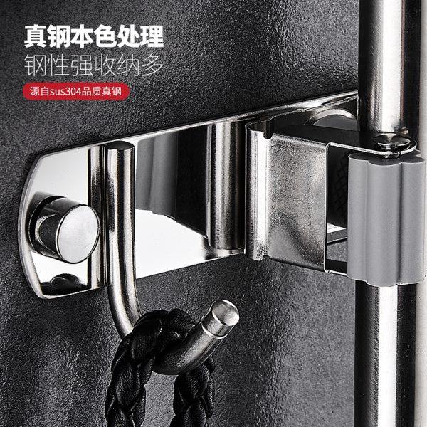 挂架免打孔壁挂拖把挂钩卫生间夹强力粘胶扫把不锈钢拖布收纳神器