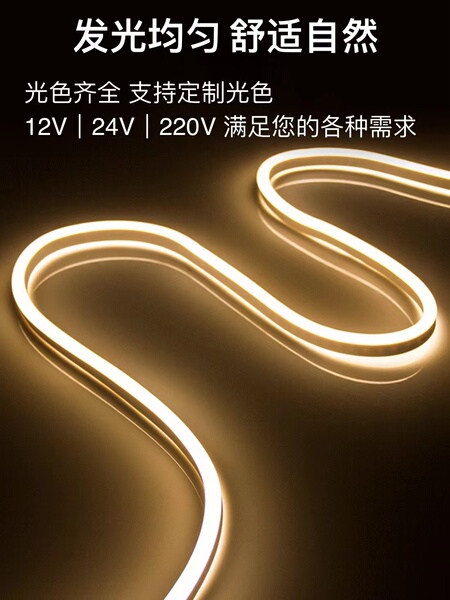 led侧面发光嵌入式可弯曲12V24V220V硅胶灯带户外防水柔性线条灯