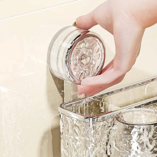 Colorful suction cup handle toothbrush holder household punch-free storage rack bathroom wall hanging rack