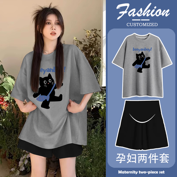孕妇套装夏季2026新款上衣女潮妈孕期穿搭不显怀洋气高级感孕妇裤