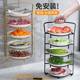 Multi-layer vegetable rack floor-standing storage rack vegetable rack side dish plate multi-function kitchen storage bowls and dishes wall hanging