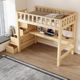 Solid wood ladder cabinet upper bed and lower table combination elevated sheet upper floor G empty wardrobe upper bed hanging on the upper floor children's small household