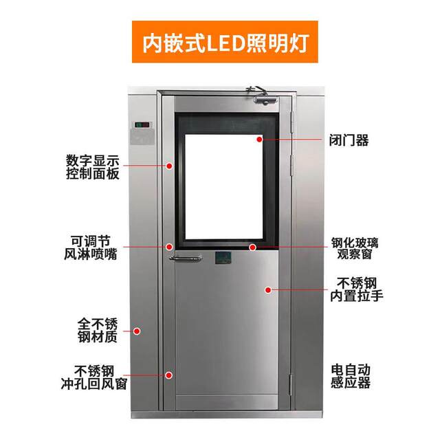 Air shower room stainless steel single and double blow factory air shower room for air shower room passage dust-free workshop automatic air shower door