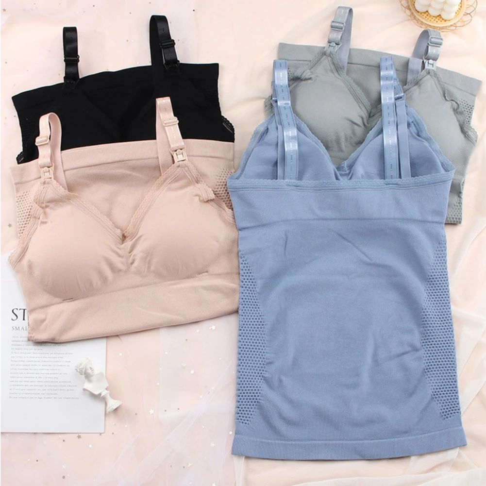 FRONT OPEN BUCKLE SUMMER SOLID SLEEVELESS NURSING CLOTHES WO