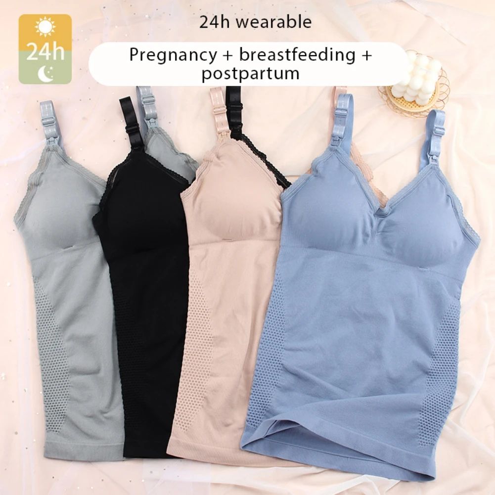 FRONT OPEN BUCKLE SUMMER SOLID SLEEVELESS NURSING CLOTHES WO