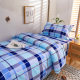 Dormitory blue and white grid d three-piece set student military training bedding single quilt cover bed sheet top and bottom bunk blue stripes 3
