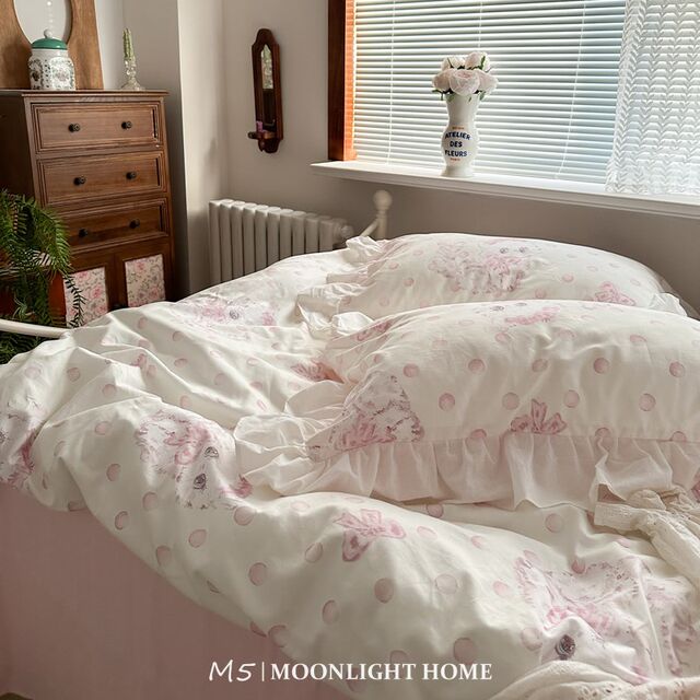 Korean cartoon craftsmanship girl lace cotton bed four-piece set sheet quilt cover bed cover three-piece set