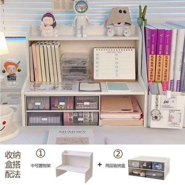 Ins wind desktop student storage rack multifunction desk cosmetics organization storage rack dormitory stationery storage box